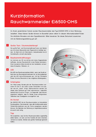 Kurzinfo Rauchwarnmelder Ei6500-OMS Kurzinfo Rauchwarnmelder Ei6500-OMS